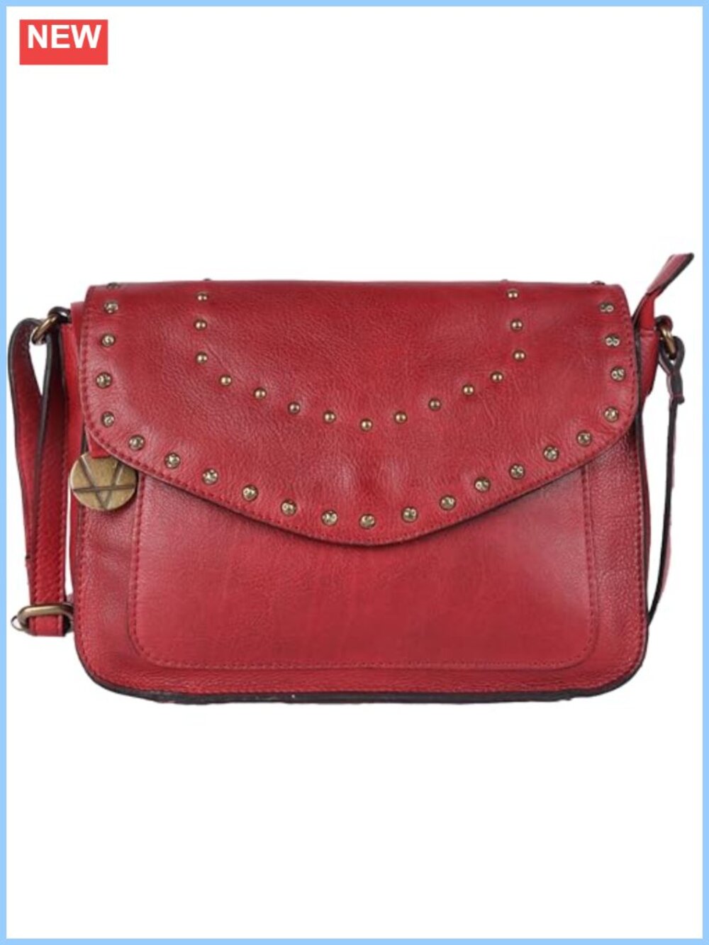 Genuine Italian Leather Boho Studded Crossbody Sling Bag